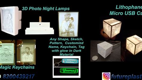 FuturePlast3D 3d printd products moon lamps night lamps keychains lithophane heart lamp etc
